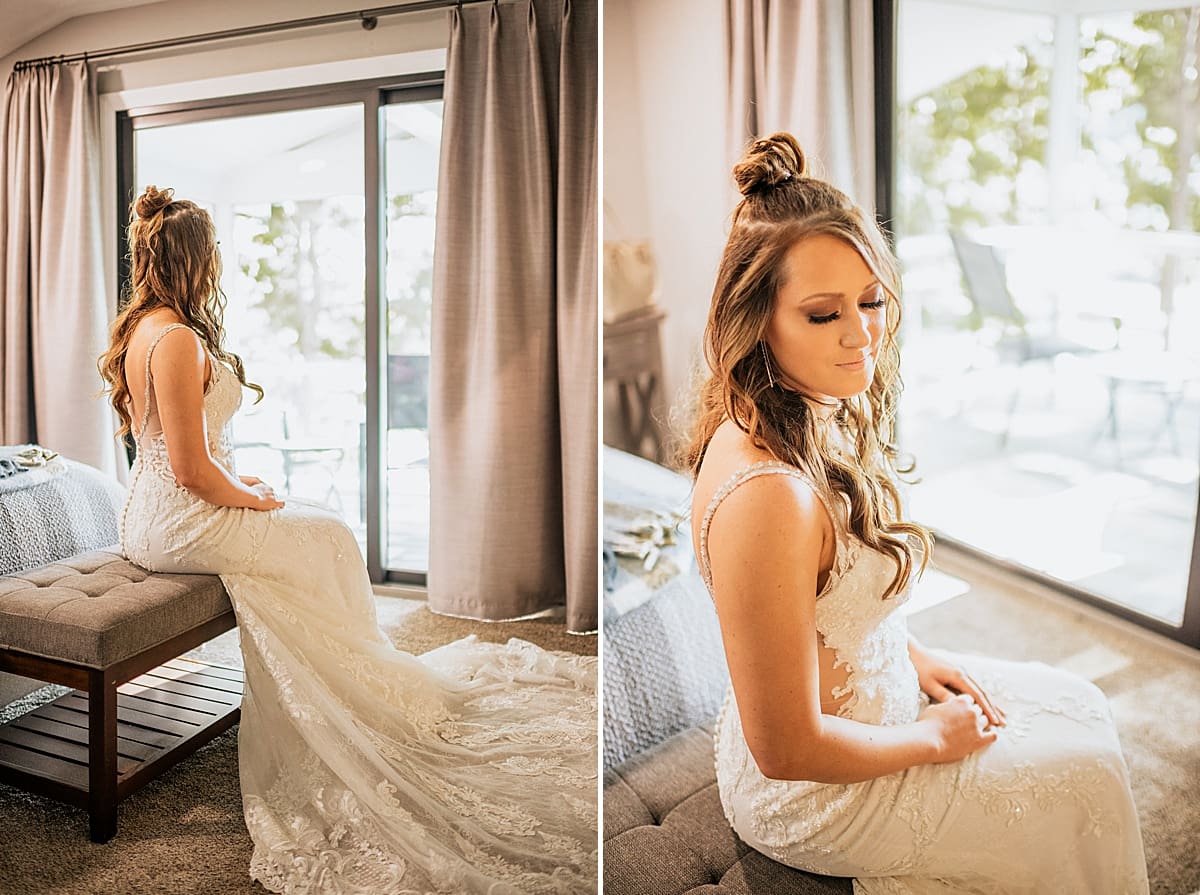 bride taking a few minutes to herself