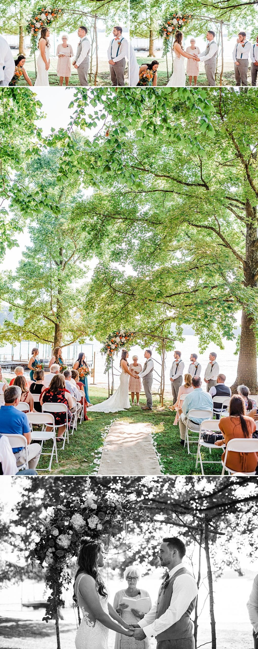 backyard wedding at a lake house