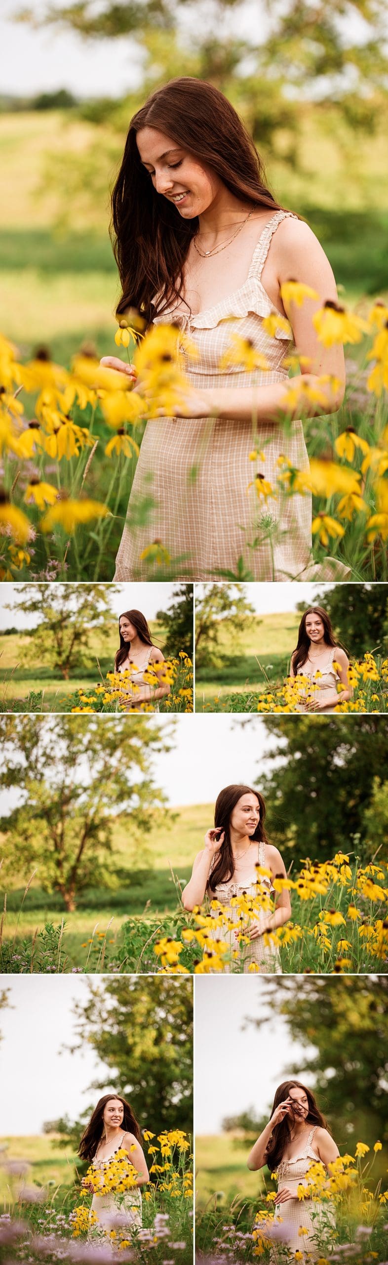 senior girl in yellow flower field