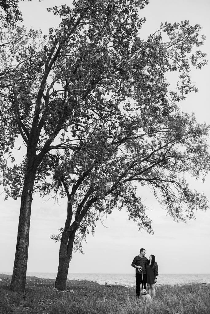 engagement session in front of lake michigan