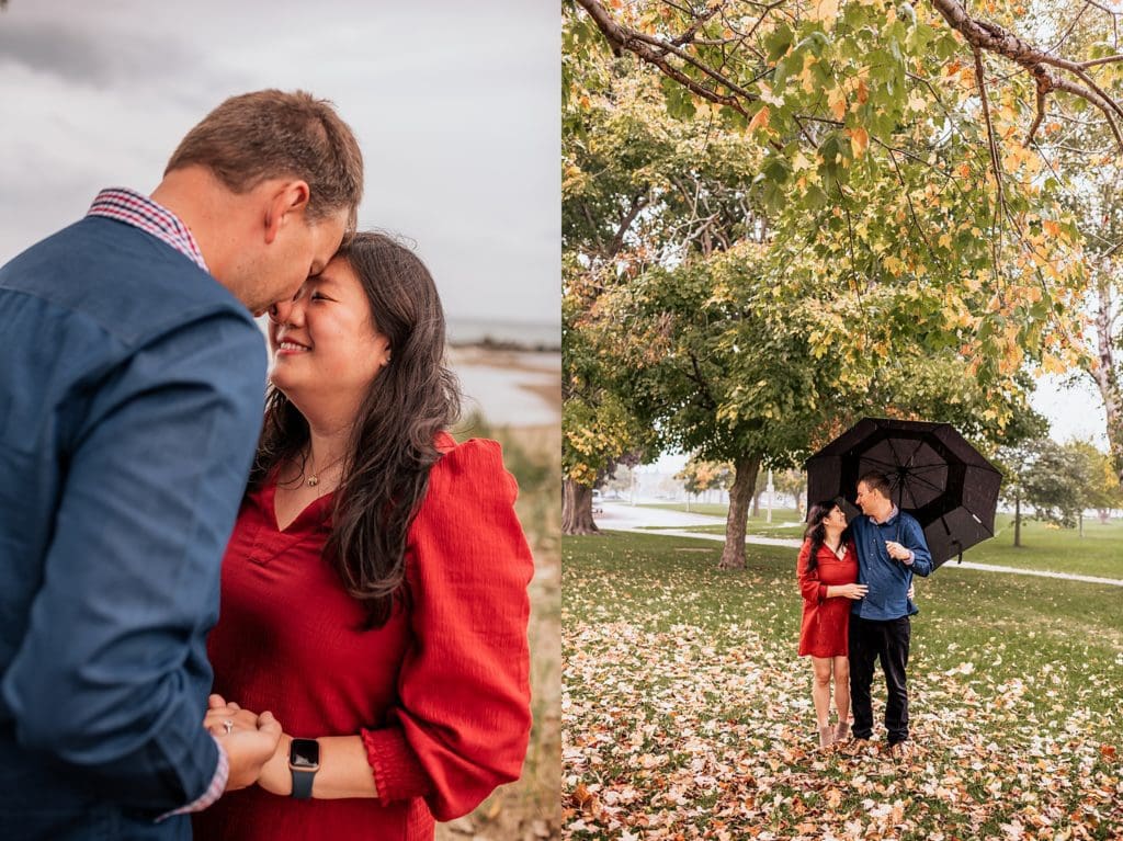 blue red engagement session