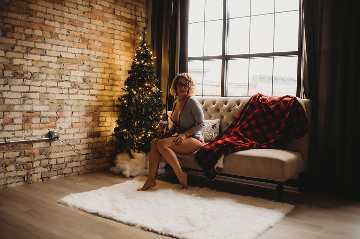 christmas boudoir in soft pajamas
