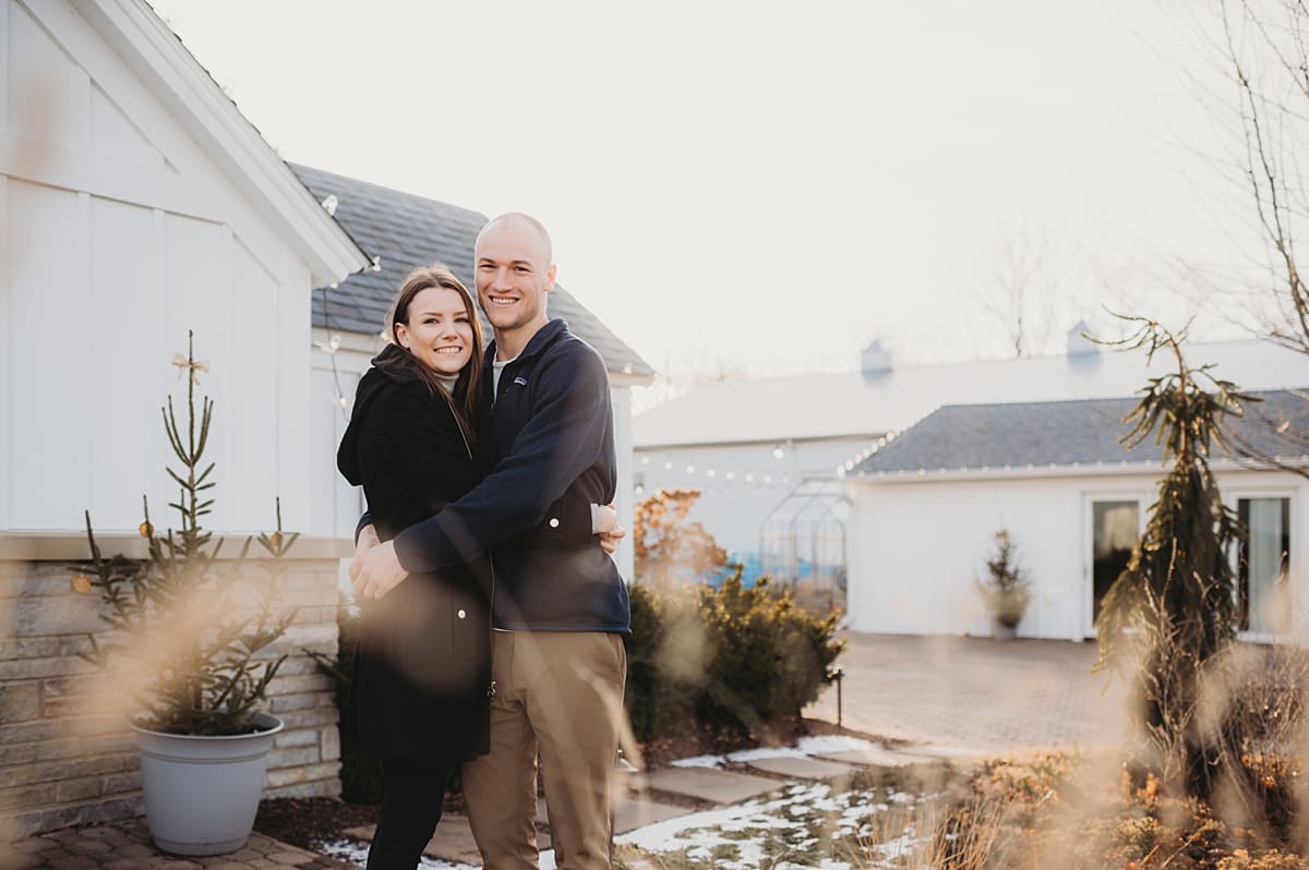engagement session at boxed and burlap in delavan wisconsin