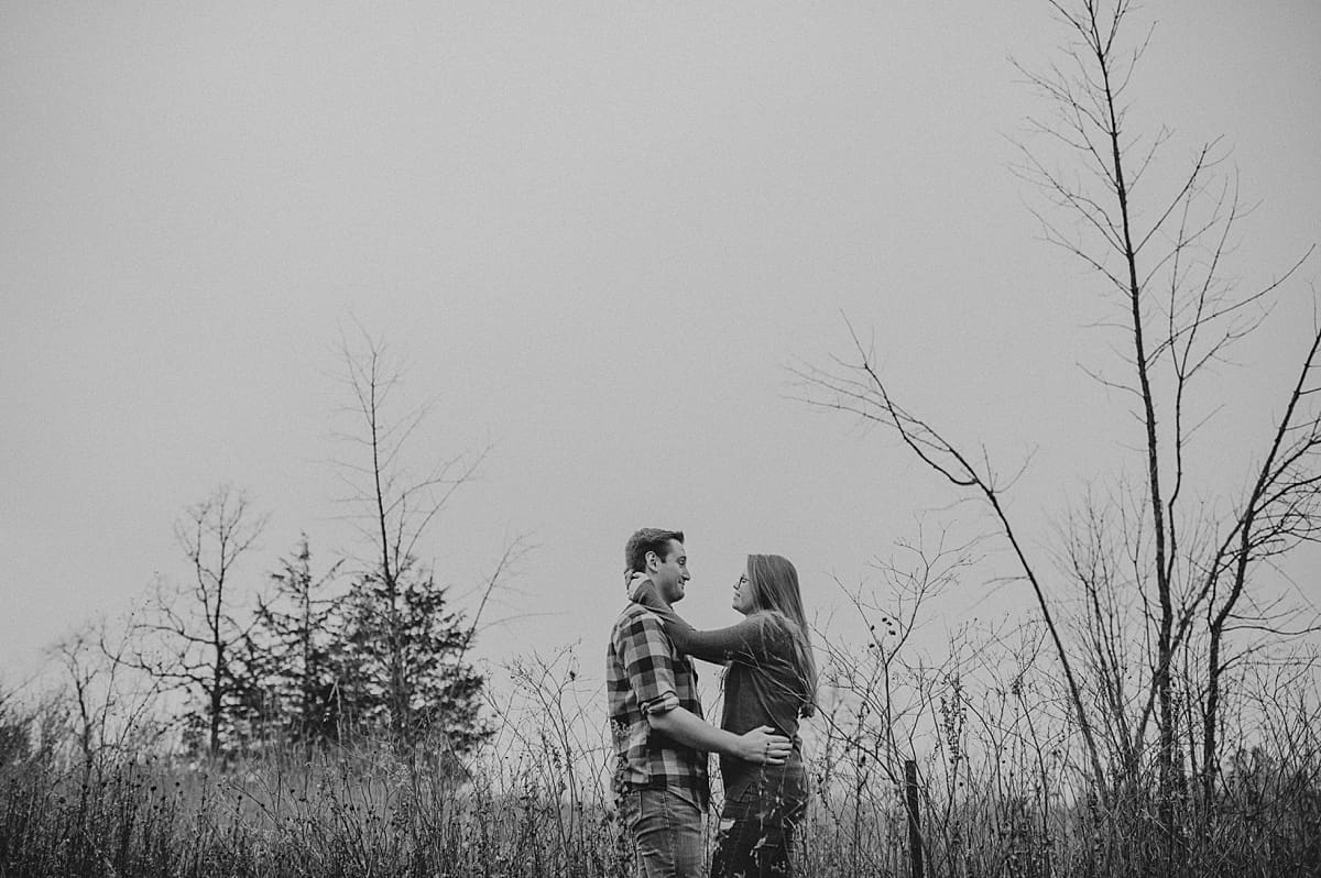 black and white engagement session with negative space