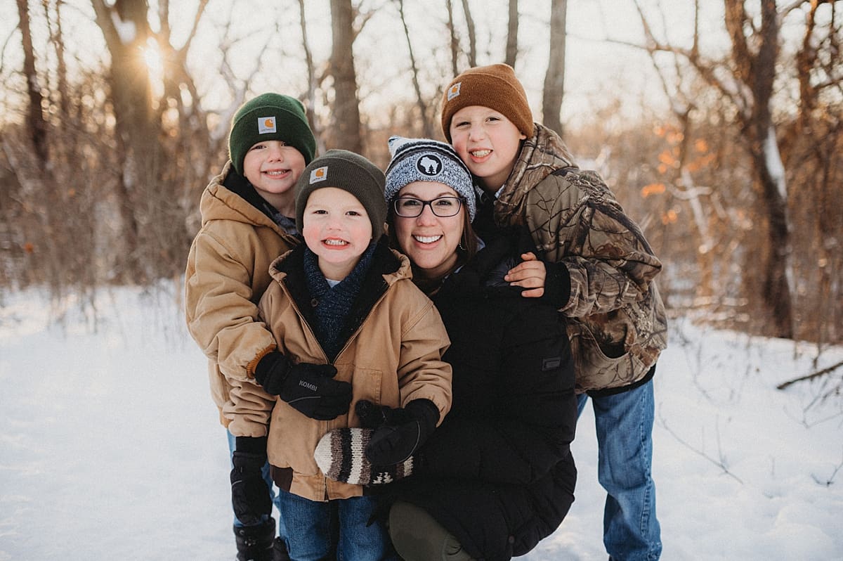 fun with mom in snowy winter family session