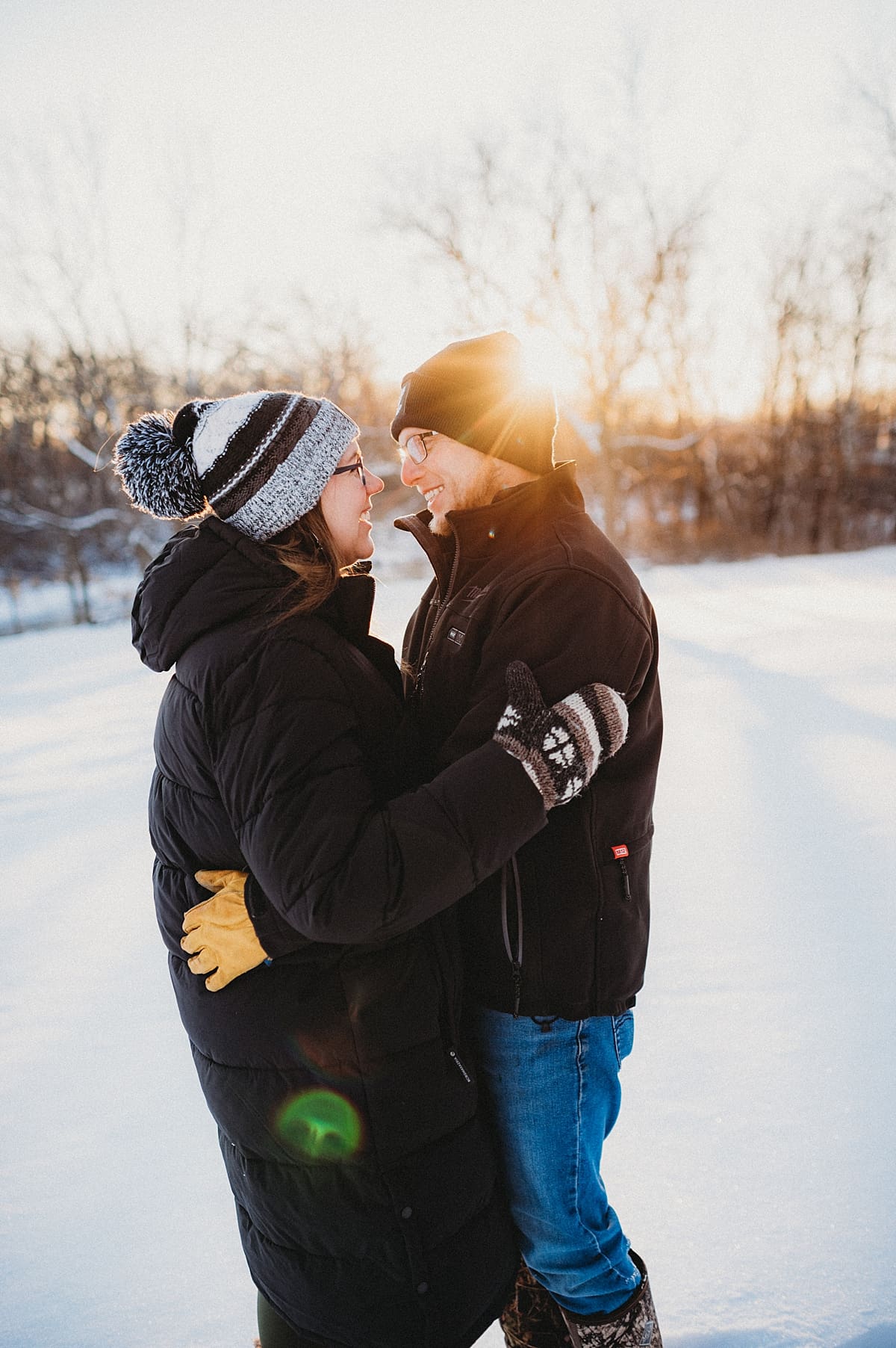Snowy Couples Photos at White River County Park in Lake Geneva