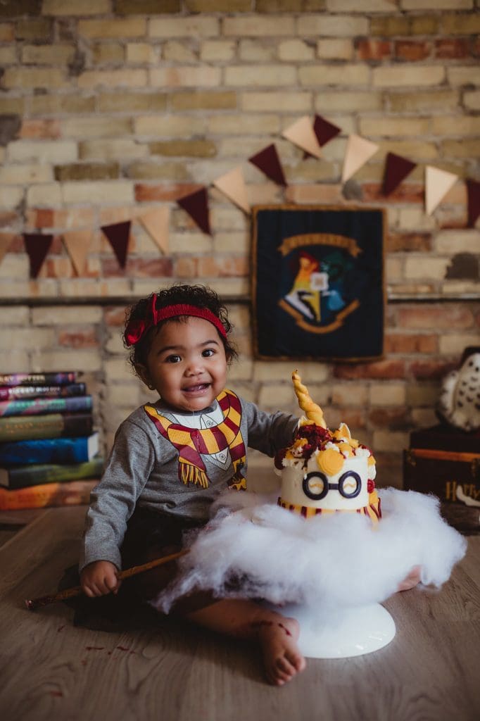Harry Potter Themed First Birthday Photo Shoot Burlington Wisconsin family photographer