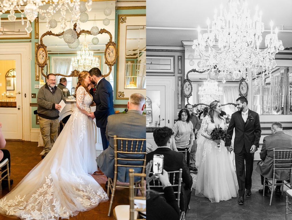 indoor wedding ceremony at maxwell mansion in lake geneva
