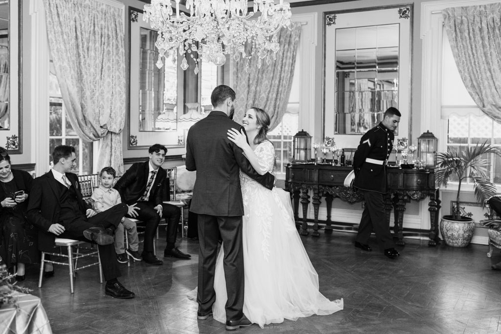 indoor wedding reception at maxwell mansion