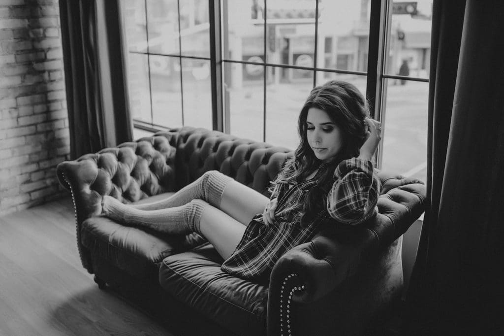 boudoir with oversized flannel shirt