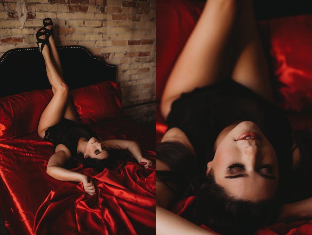 boudoir with red satin sheets