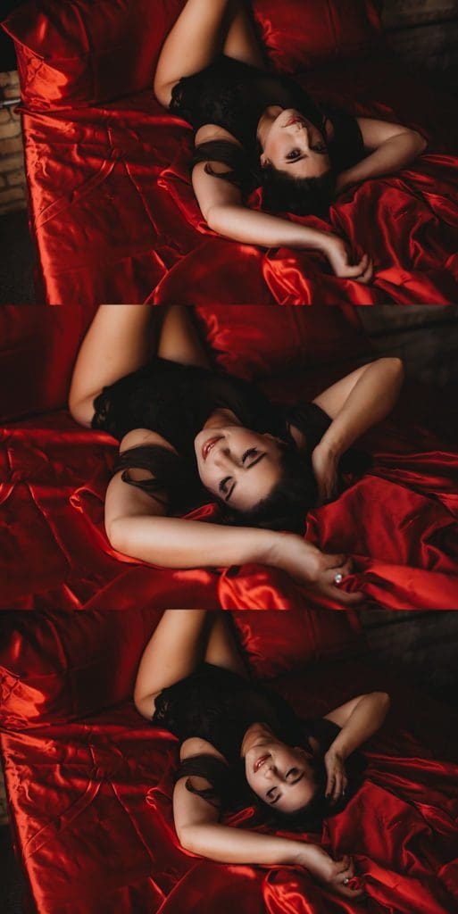boudoir with red satin sheets