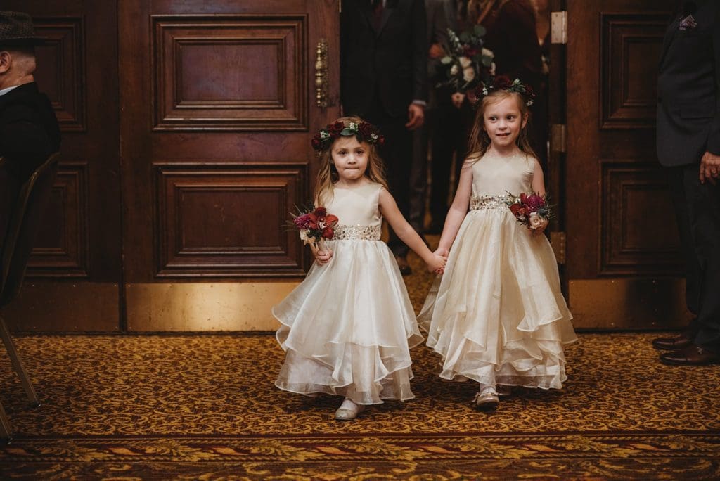 indoor ceremony at the pfister hotel in milwaukee wedding photographer