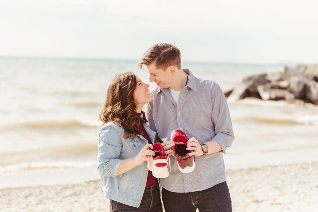 couple with custom wedding nikes