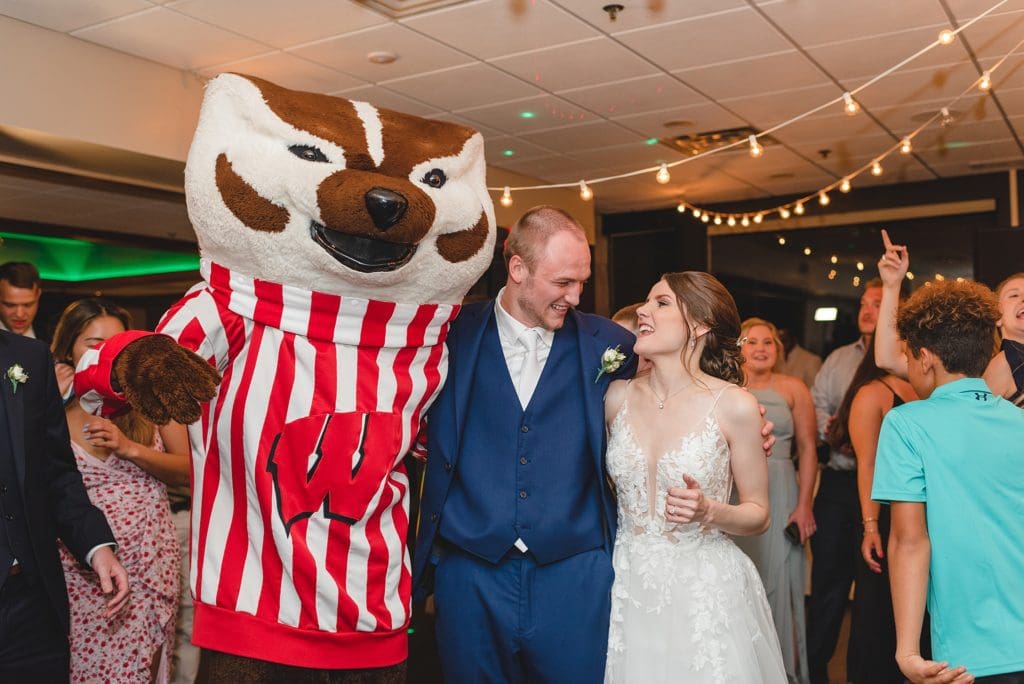bucky badger guest appearance at wedding reception