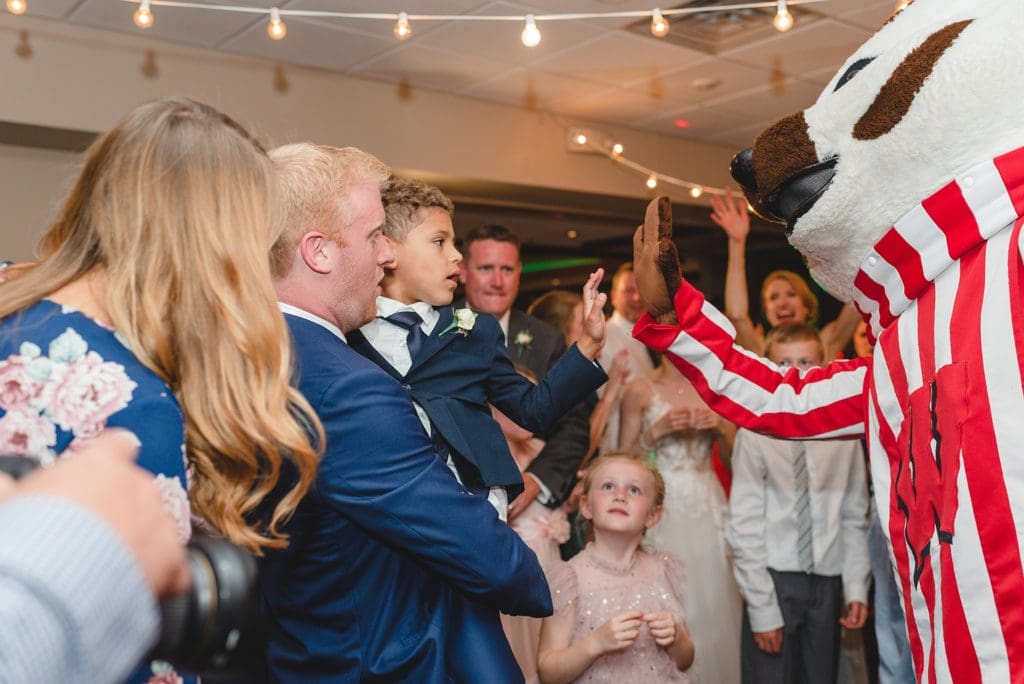 bucky badger guest appearance at wedding reception