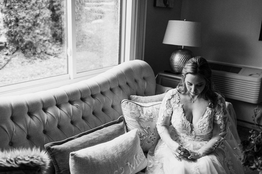 bride reading vows before wedding