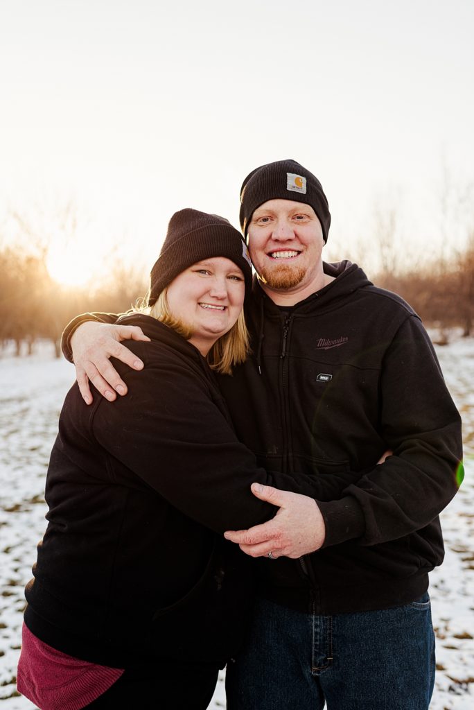 wintery couples session in wisconsin