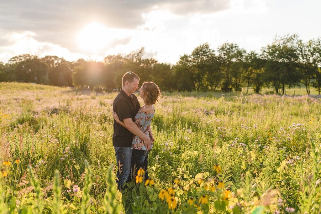 wisconsin engagement session with wildflower fields
