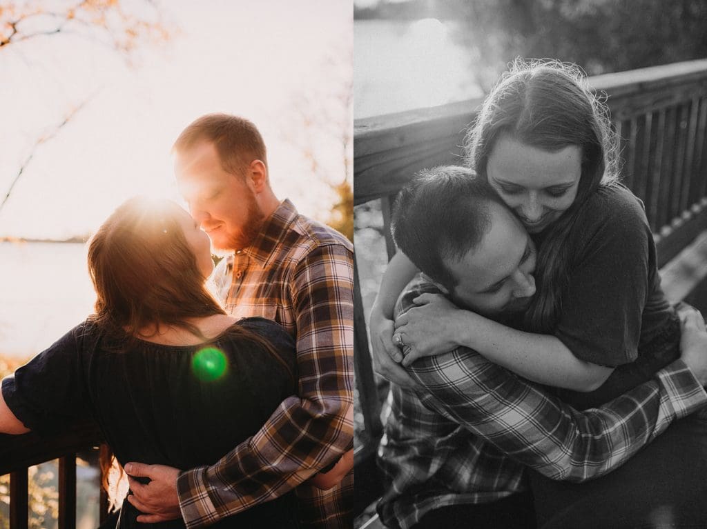 fall engagement session at silver lake beach in wisconsin