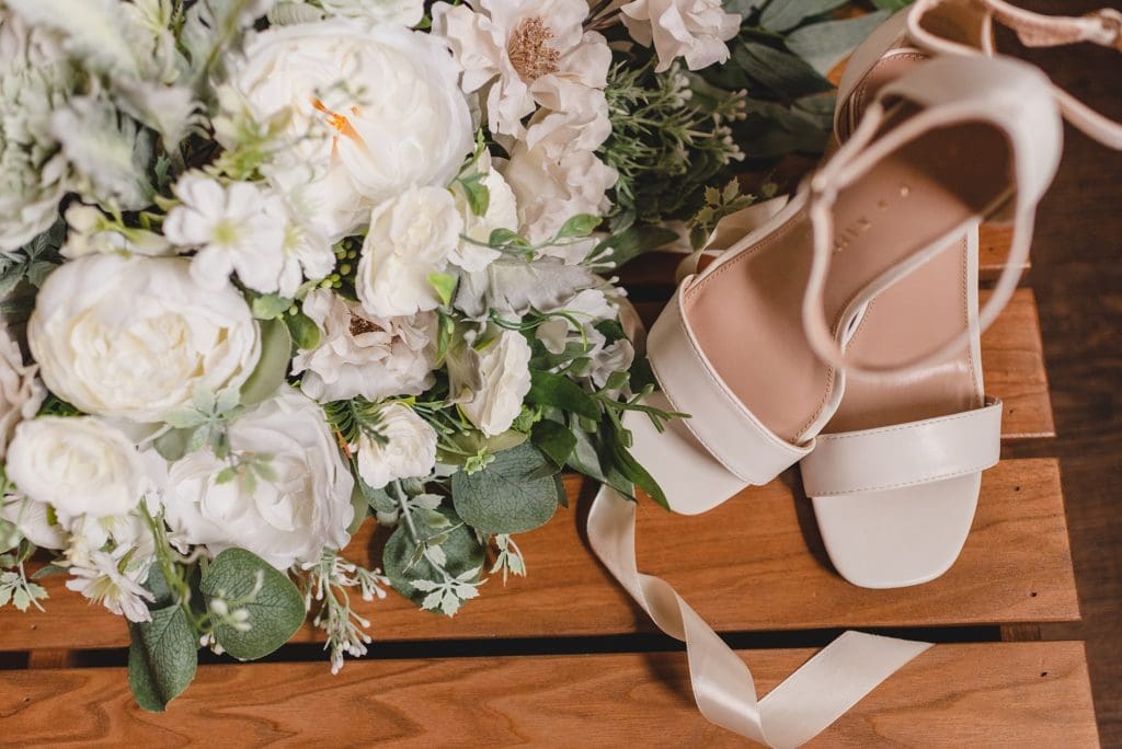 wedding shoes with fake flowers