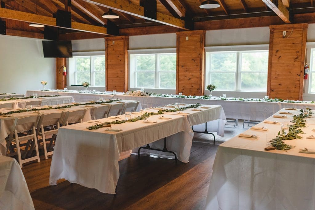 indoor wedding reception at glacier hills county park