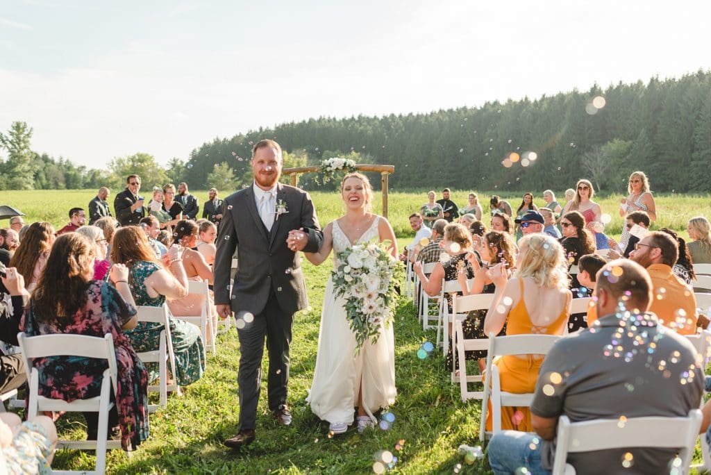 bubble exit outdoor wedding ceremony