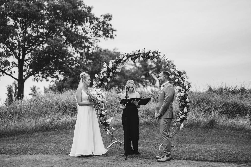 outdoor wedding ceremony at westmoor country club in brookfield wisconsin
