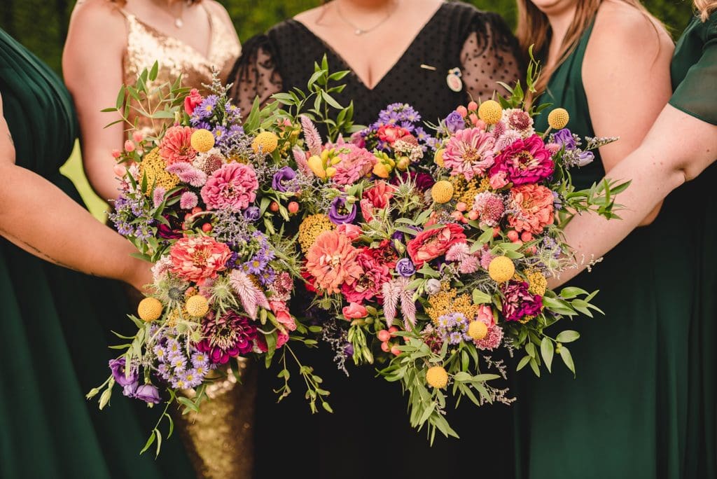 bright hot colored wedding flowers