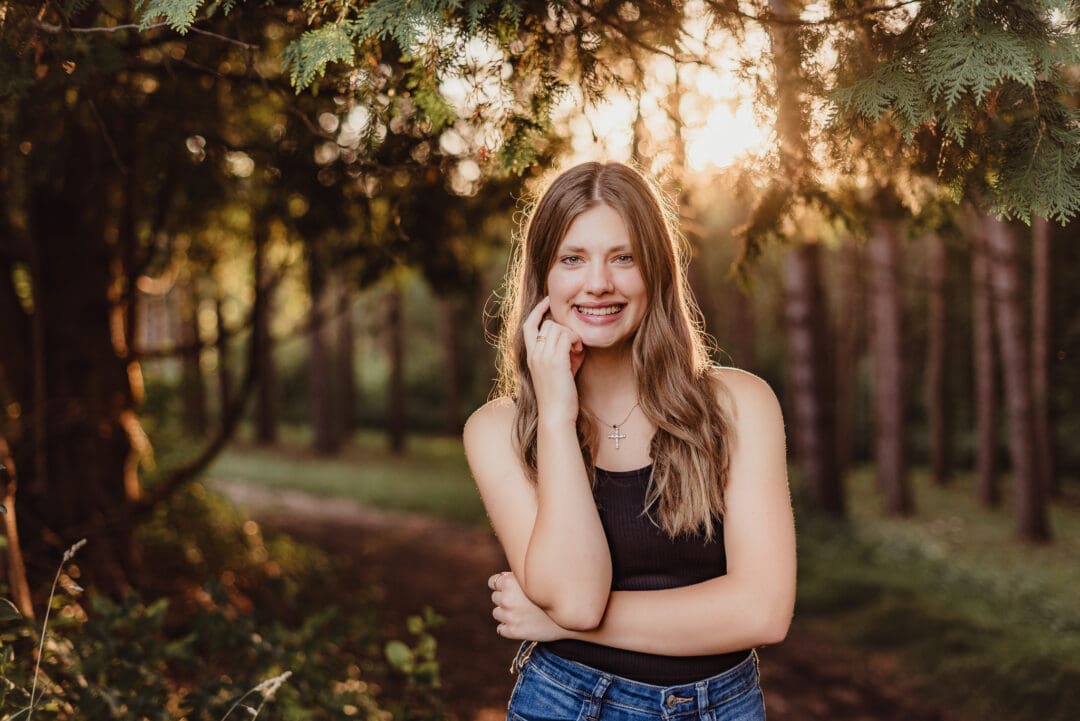 phoenix senior photography in a forest