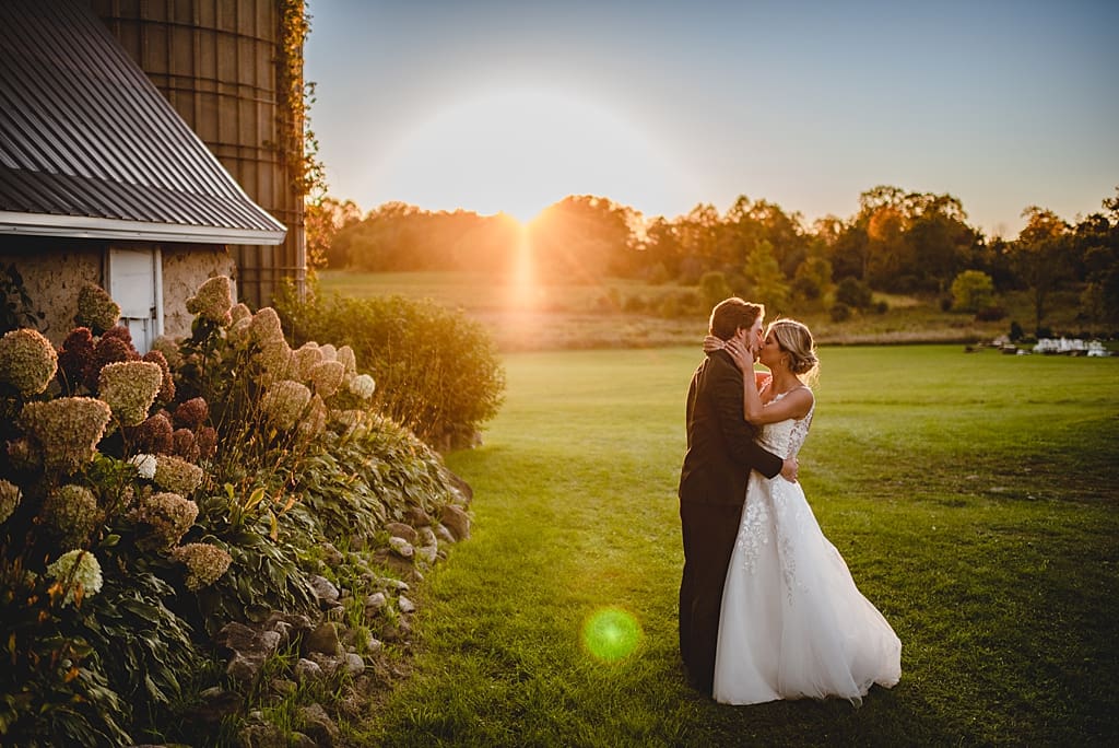 sunset wedding photos at elderberry manor wedding