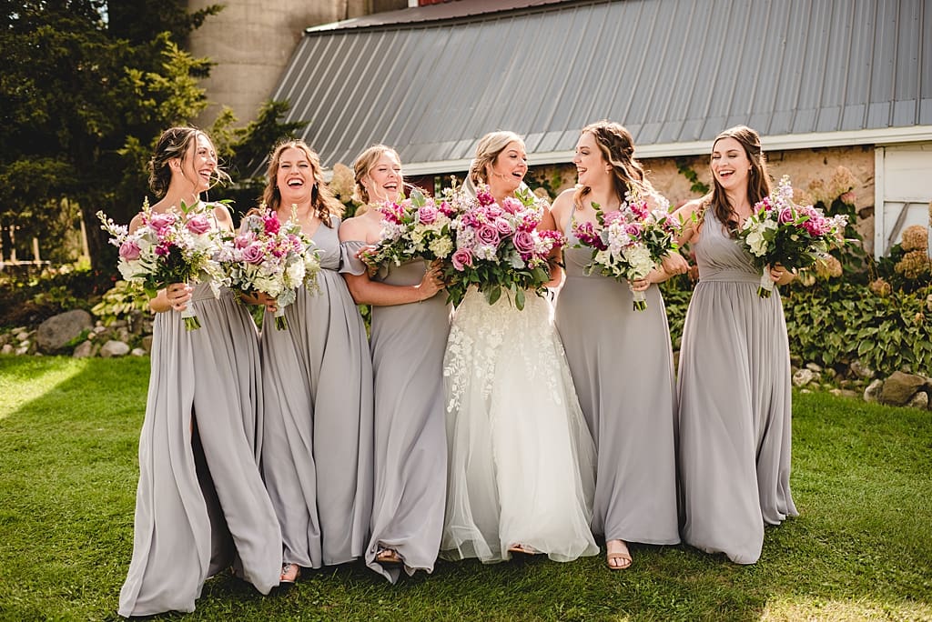 bridal party photos at elderberry manor in west bend