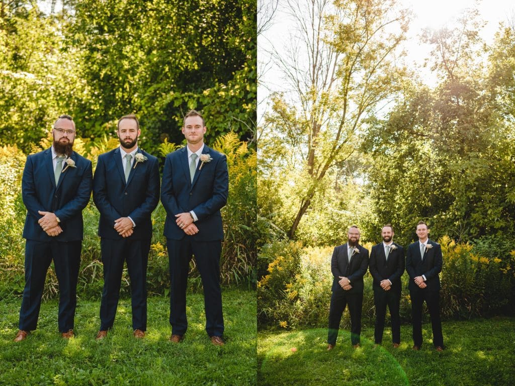 sage green and navy blue wedding party