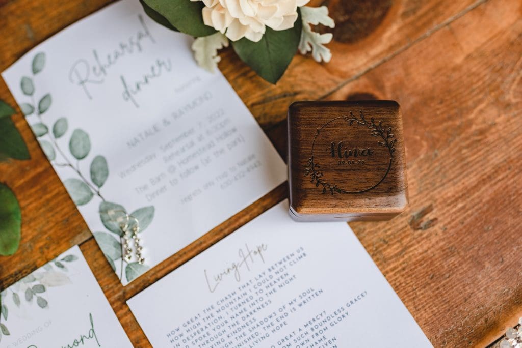 wedding invitations with sola wood flowers