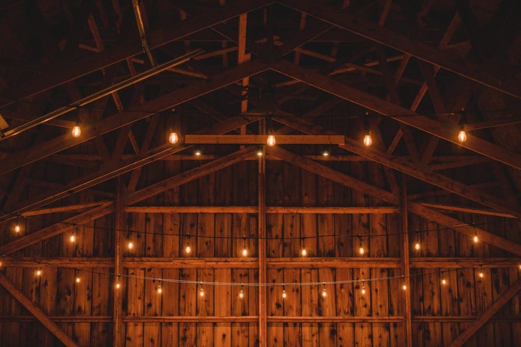 indoor reception at the barn at homestead hollow