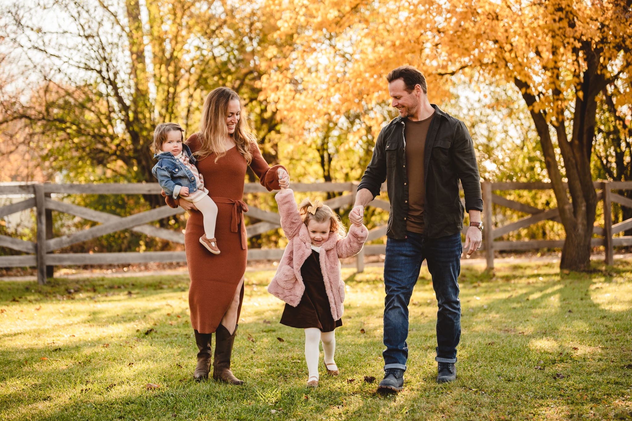 family walking together for fall family photos