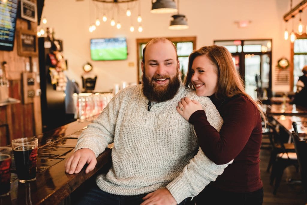 engagement session at a wisconsin pub