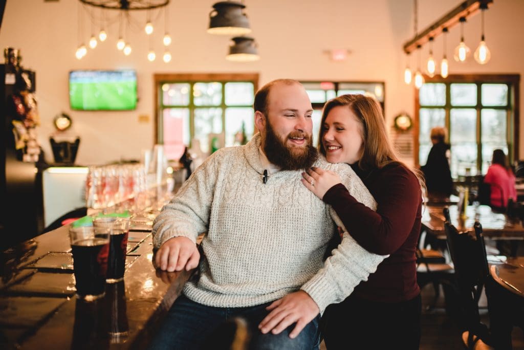 engagement session at a wisconsin pub