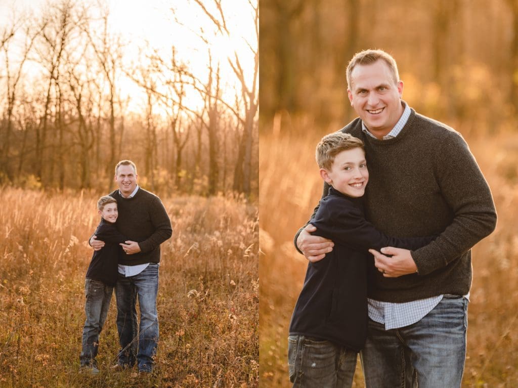 dad and son pose for family photos