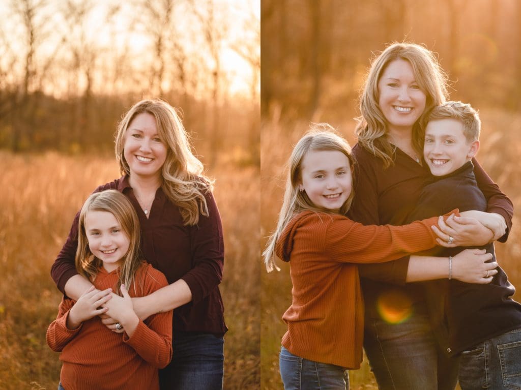 mom and kids pose for family photos