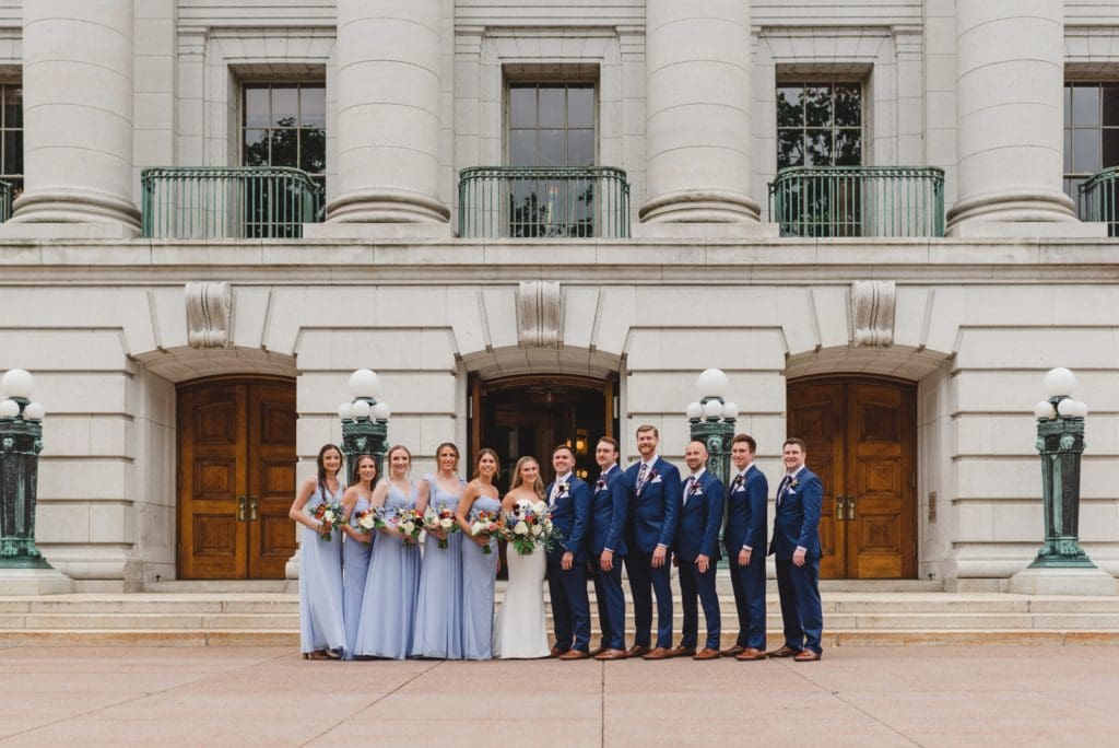 wedding party photos at the wisconsin capitol building