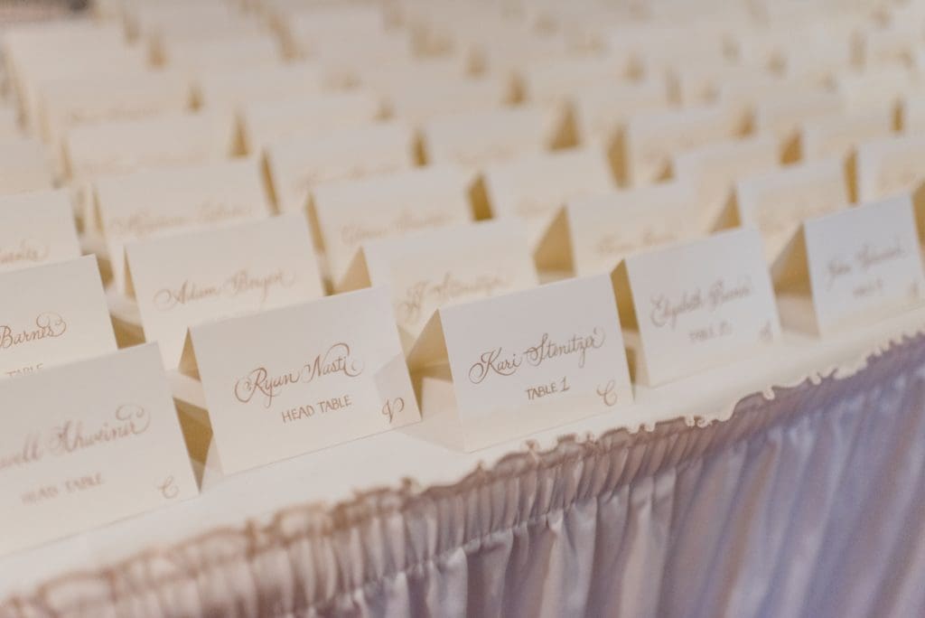 seating cards for wedding with fancy script