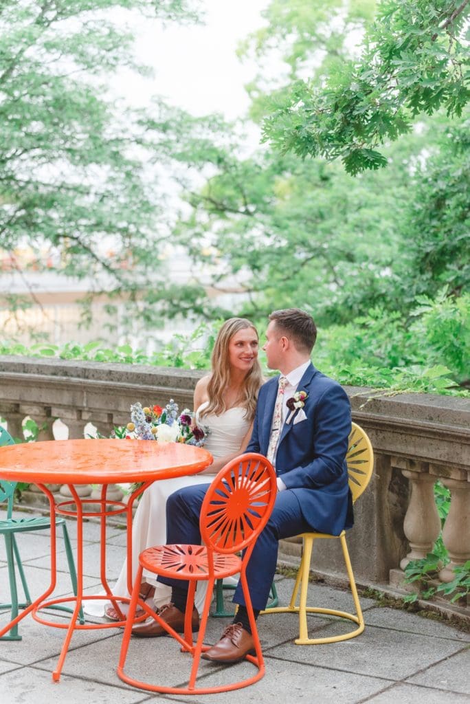 uw madison wedding photos with the multi colored chairs