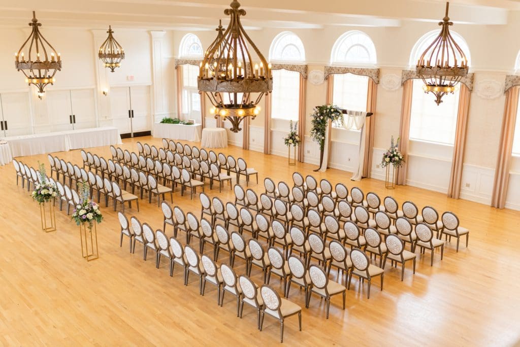 indoor wedding ceremony set up at stella hotel in kenosha wisconsin