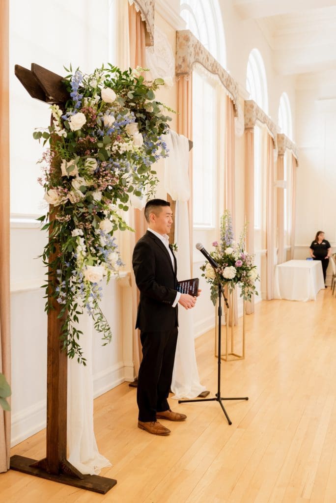 indoor wedding ceremony at stella hotel kenosha