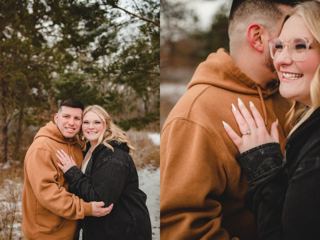 how to show off engagement ring during engagement session