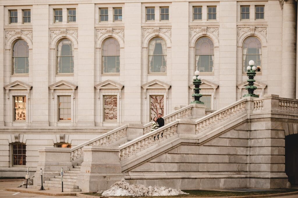 capitol building engagement session in wisconsin