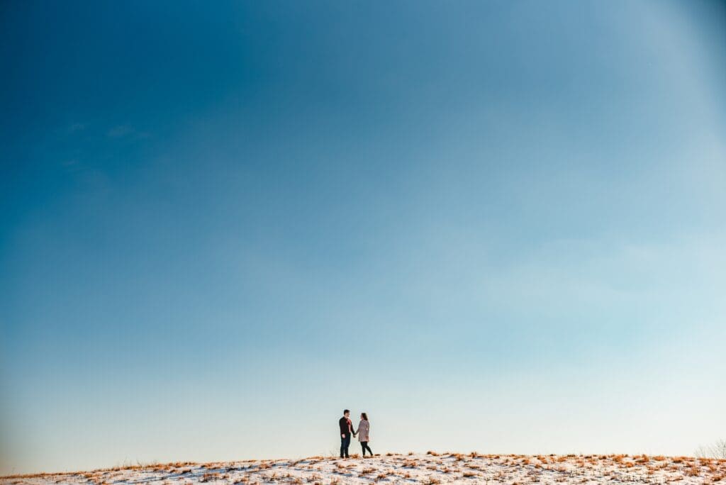 engagement photos that show a lot of negative space
