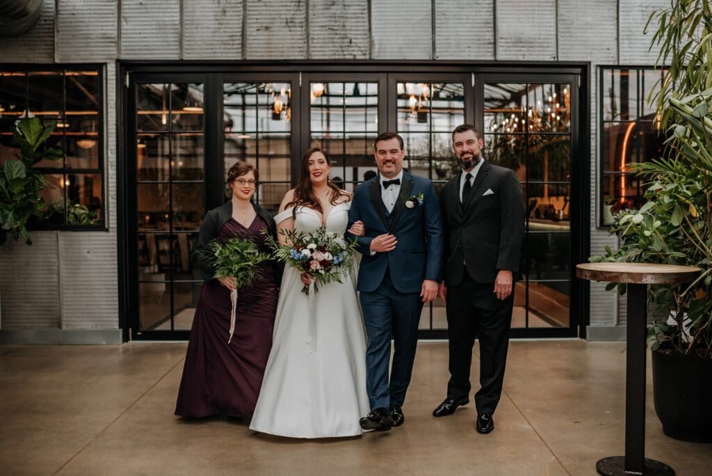 wedding party photos inside the tinsmith in madison wisconsin