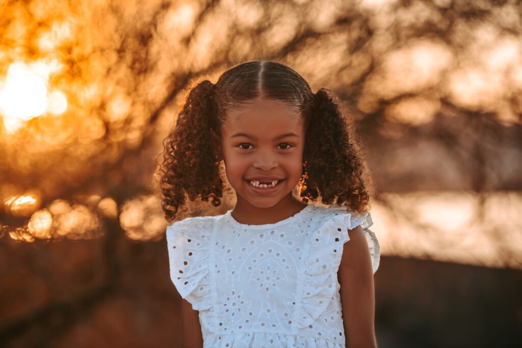 beautiful little girl arizona sunset